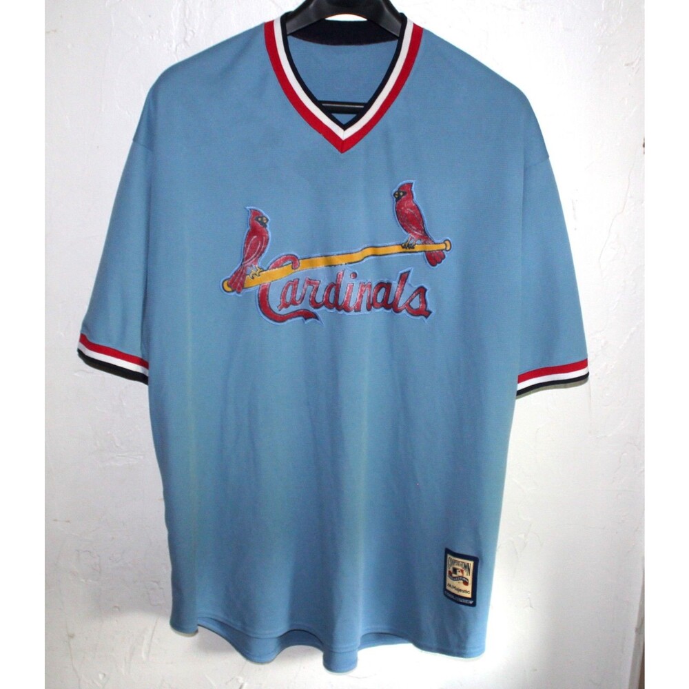 St Louis MO Cardinals Majestic Cooperstown Vintage Baseball Jersey Men 3XL blue